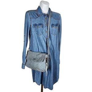 AIMEE KESTENBERG DENIM LEATHER CROSSBODY BAG